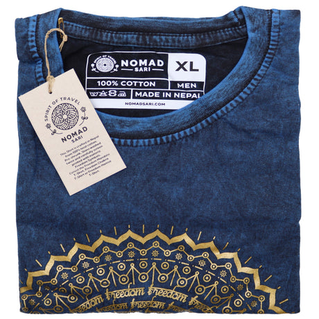 XLarge Stone Washed T-Shirt - Mandala - Blue - SHAMTAM.COM