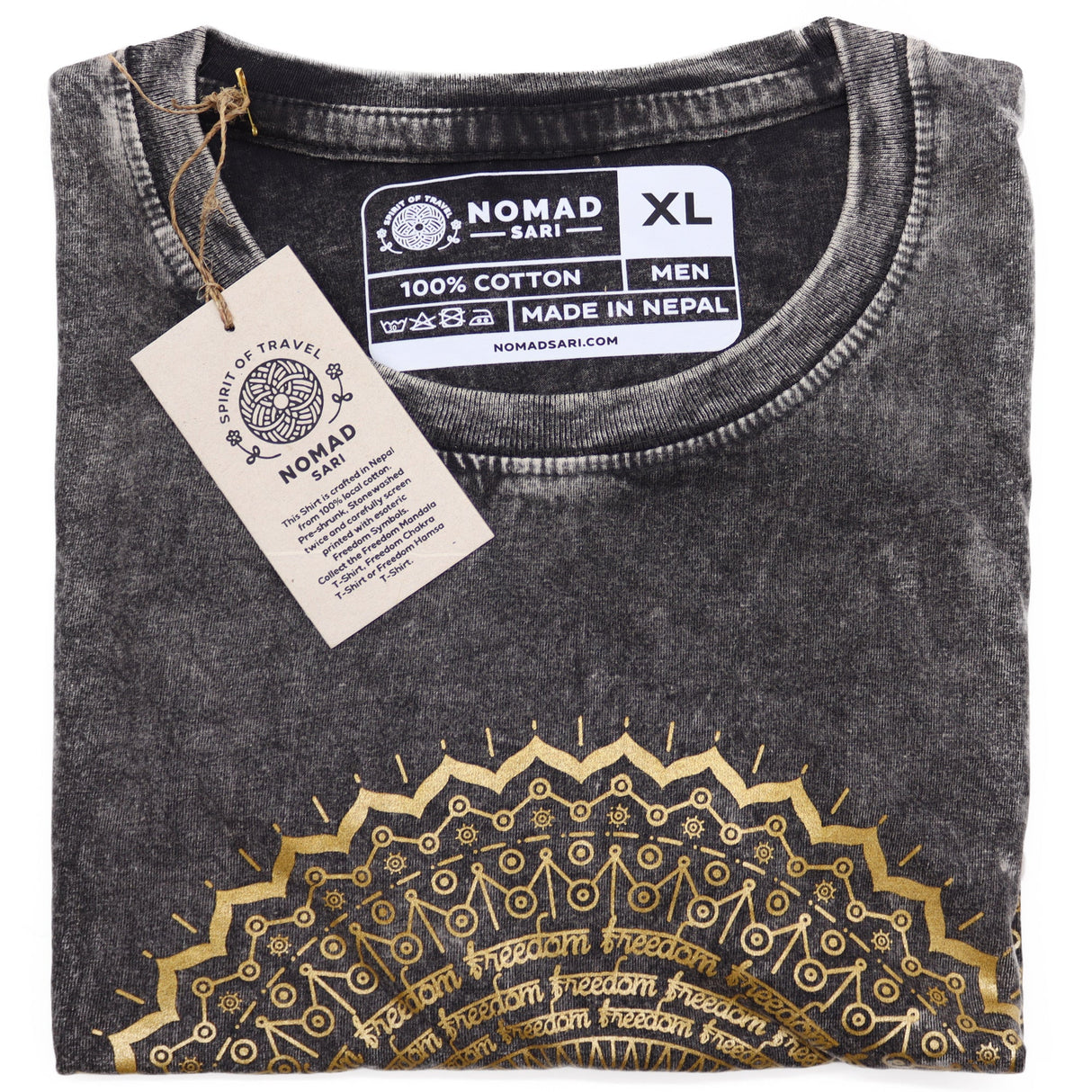 XLarge Stone Washed T-Shirt - Mandala - Dark Grey - SHAMTAM.COM