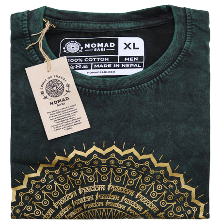 XLarge Stone Washed T-Shirt - Mandala - Green - SHAMTAM.COM