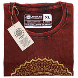 XLarge Stone Washed T-Shirt - Mandala - Maroon - SHAMTAM.COM