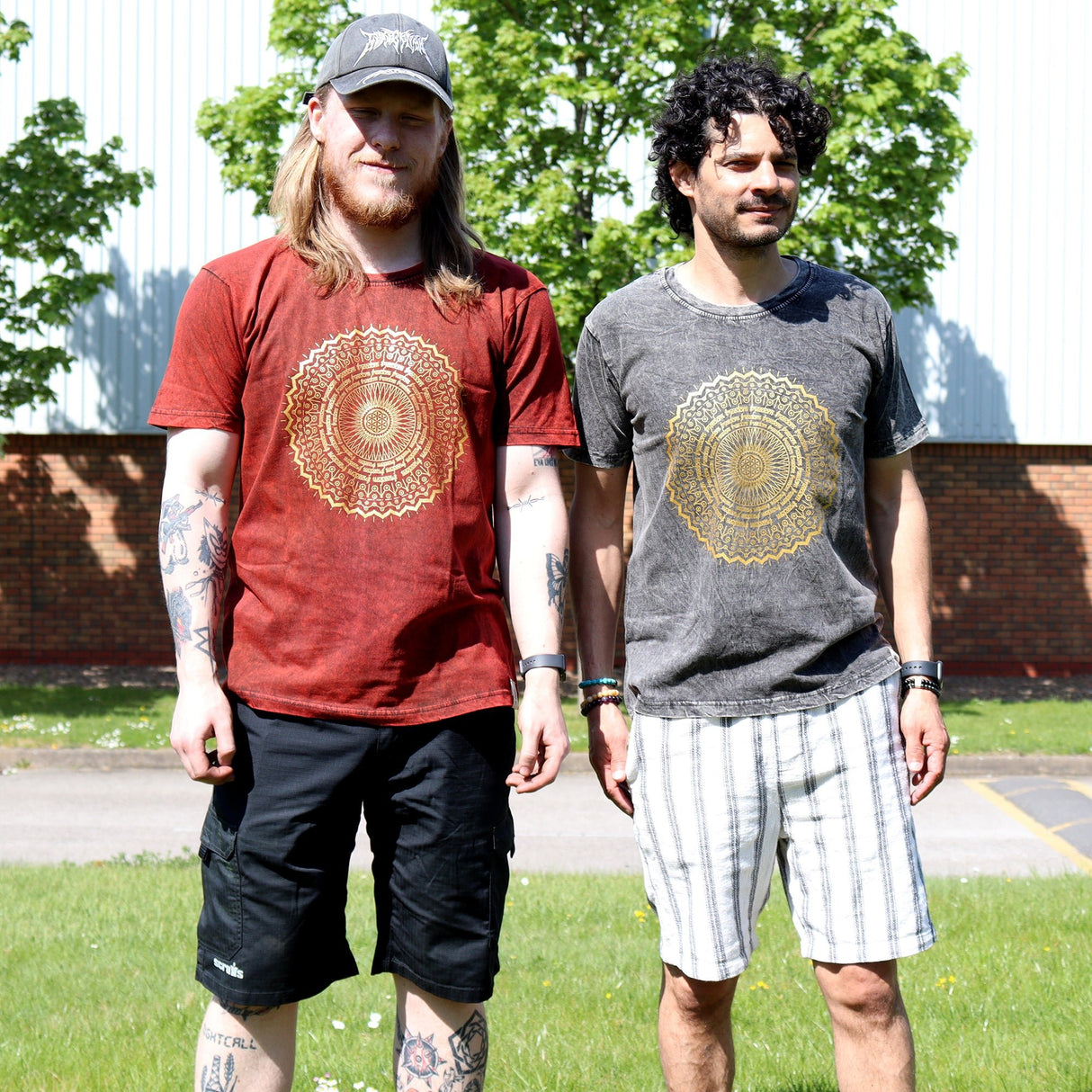 XLarge Stone Washed T-Shirt - Mandala - Maroon - SHAMTAM.COM