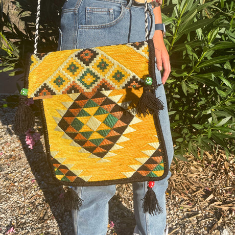 Boho Bag Messenger Yellow Kilim - SHAMTAM.COM