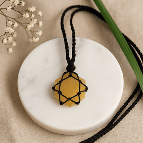 Yellow Quartz Crystal Hexagon Pendant Necklace - SHAMTAM.COM