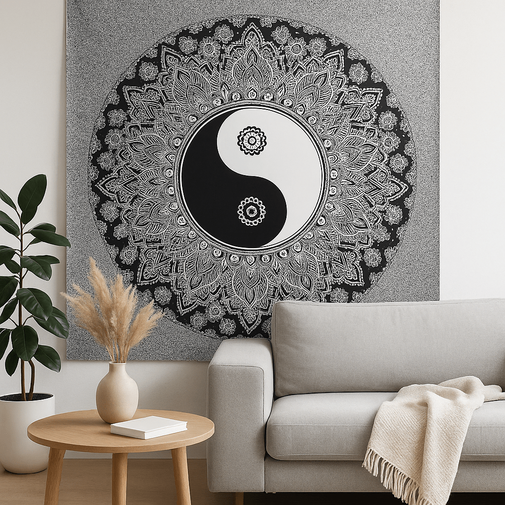 Yin Yang Bedspread and Wall Hanging, Double Cotton - SHAMTAM.COM