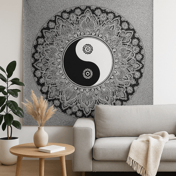 Přehoz a závěs na zeď Yin Yang, bavlna, dvoulůžko