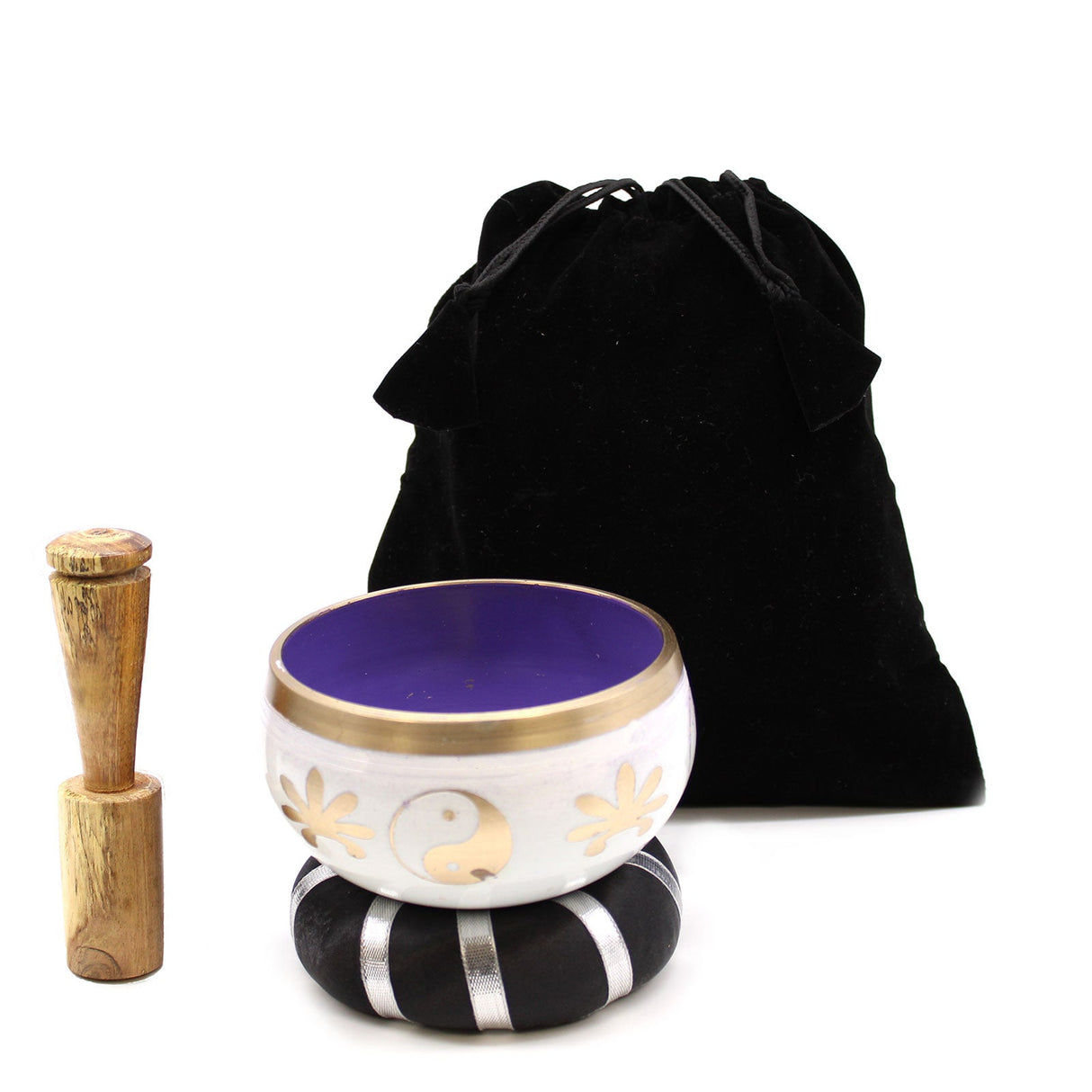 Singing Bowl Set - Yin & Yang White/Purple 10.7cm - SHAMTAM.COM