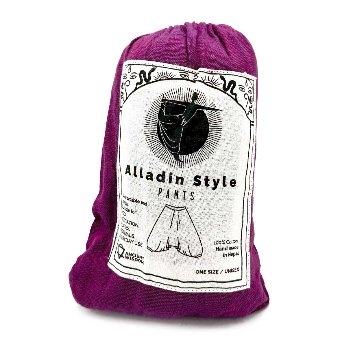 Yoga Pants - Aladdin Himalayan Print on Purple - SHAMTAM.COM