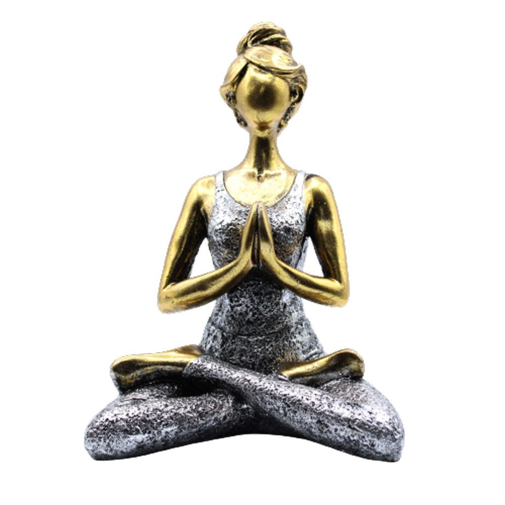 Yoga Lady Figure - Bronze & Silver 24cm - SHAMTAM.COM