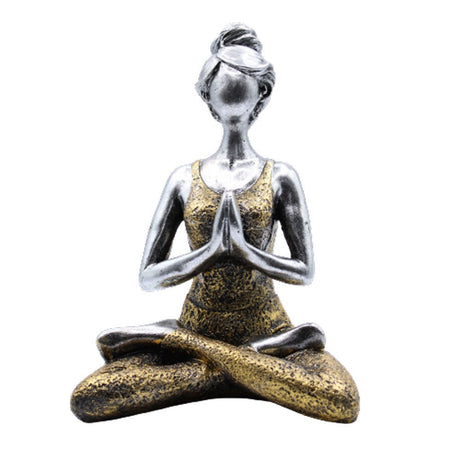 Yoga Lady Figure - Silver & Gold 24cm - SHAMTAM.COM