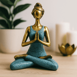 Yoga Lady Figurine Bronze and Turquoise 24 cm - SHAMTAM.COM