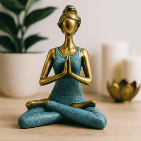 Yoga Lady Figurine Bronze and Turquoise 24 cm - SHAMTAM.COM