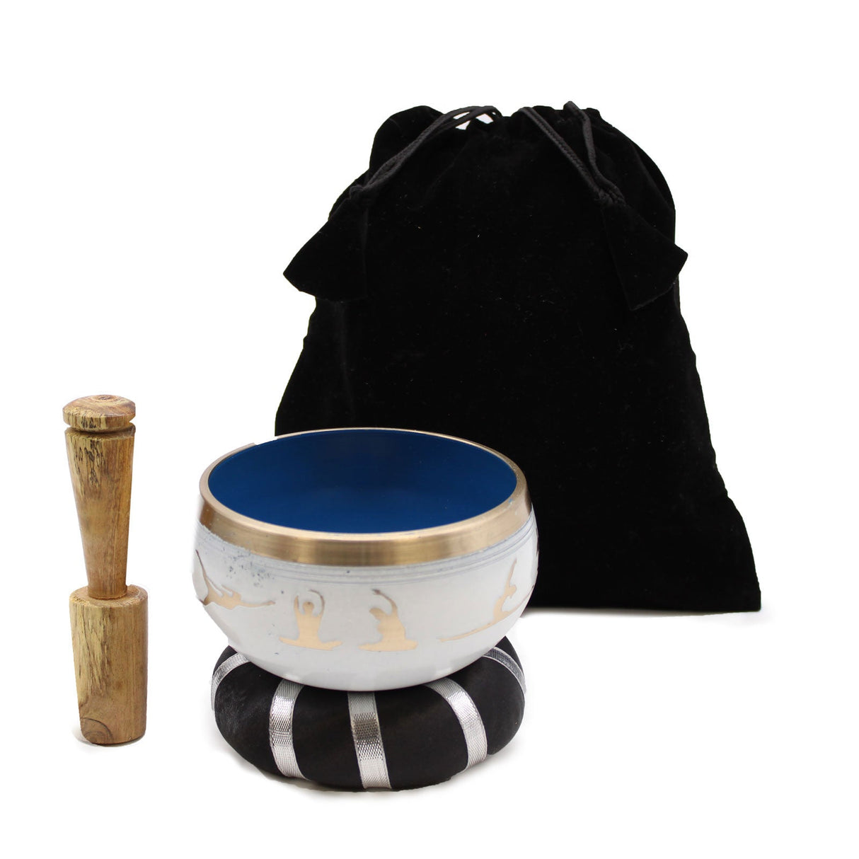 Singing Bowl Set - Yoga Moves White/Blue 10.7cm - SHAMTAM.COM