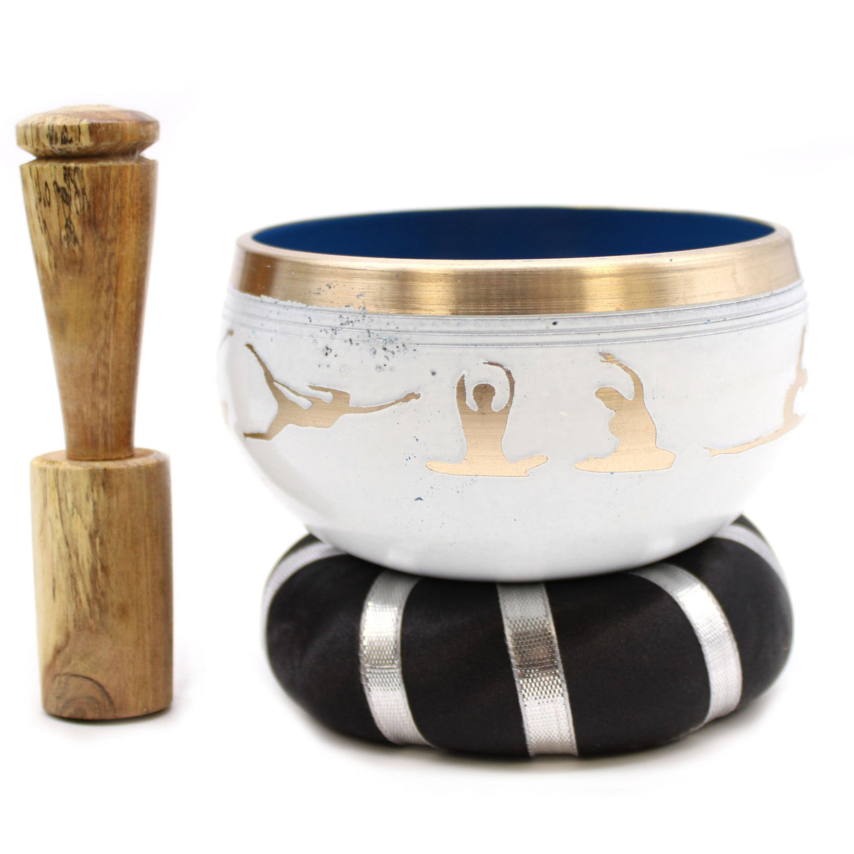 Singing Bowl Set - Yoga Moves White/Blue 10.7cm - SHAMTAM.COM