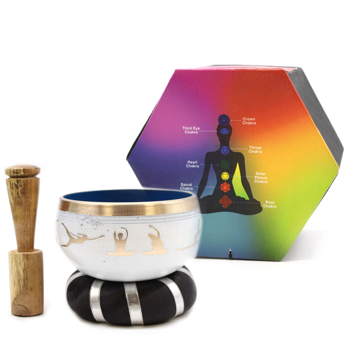 Singing Bowl Set - Yoga Moves White/Blue 10.7cm - SHAMTAM.COM